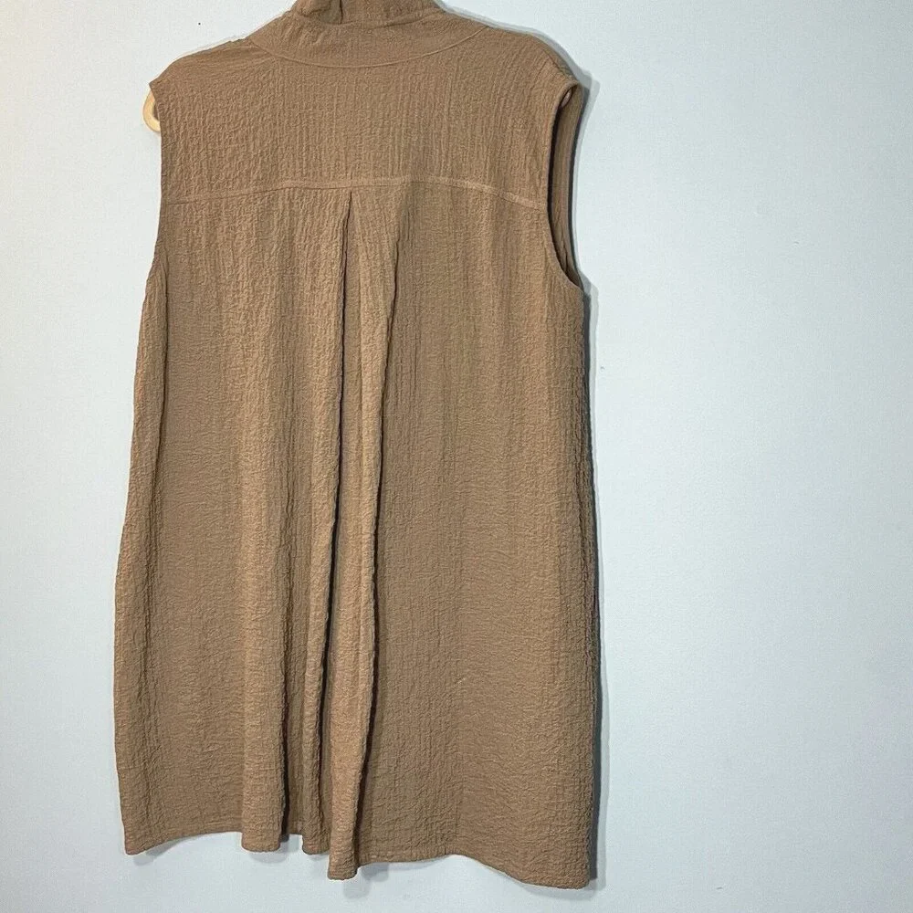 Ali Miles Boho Button Tunic Top Size XL Sleeveless Lagenlook Minimalist Pockets - Picture 2 of 11